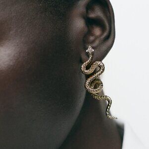 3/$35 Silver Tone Snake Dangle Drop Stud Earrings Statement Jewelry Serpent